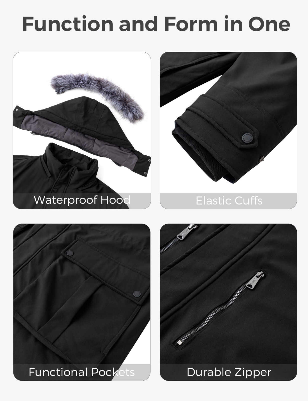 Wantdo Men's Big and Tall Winter Coat Warm Long Puffer Jacket Thickened Parka