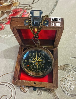 Brass Compass Nautical Antique Vintage Pocket Gift Vintage Maritime Marine Gift