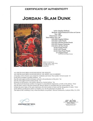 Bulls Michael Jordan Signed & Framed 27x41 Canvas Holland Artist Proof 21/23 UDA