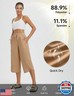 baleaf Women's Capri Pants Wide Leg Athletic Yoga Capris with Pockets Quick Dry Hiking Pants Loose Lounge Summer UPF 50+ Brown XS