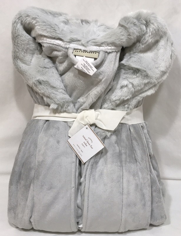 Pottery Barn Gray Tonal Colored Faux Fur Bath Robe Medium Ebay