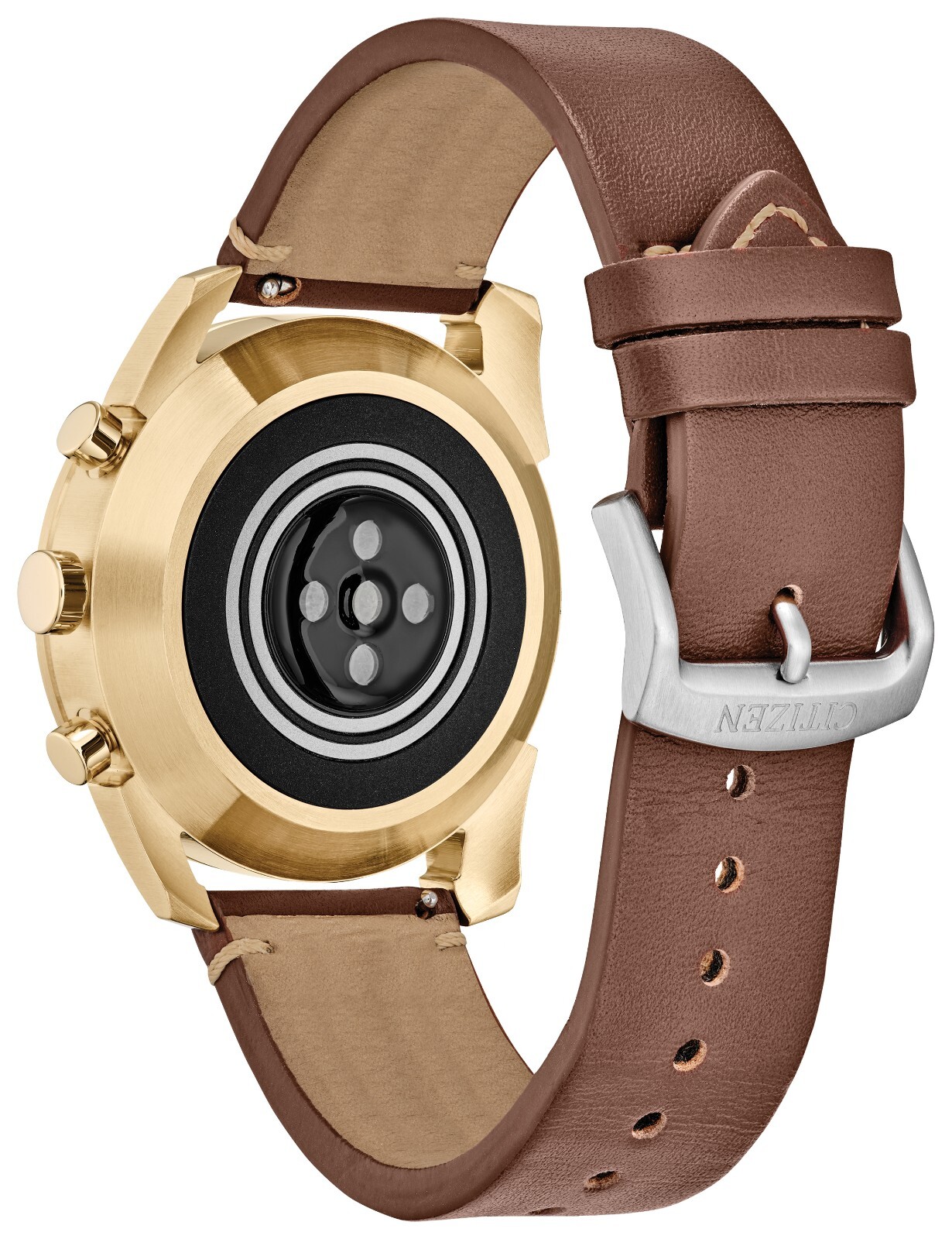 Pre-owned Citizen Cz Smart Hybrid Brown Leather Smart Watch 42mm Jx2012-09e