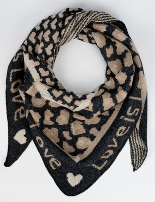 Leo Damen Dreieckstuch Winter Schal Love Herz Strick Weich Wolle Kaschmir D817