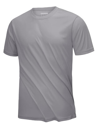 Men's UPF50+ UV Shirts Short Sleeve Gym Quick Dry Shirts Sport Crew Neck Solid T