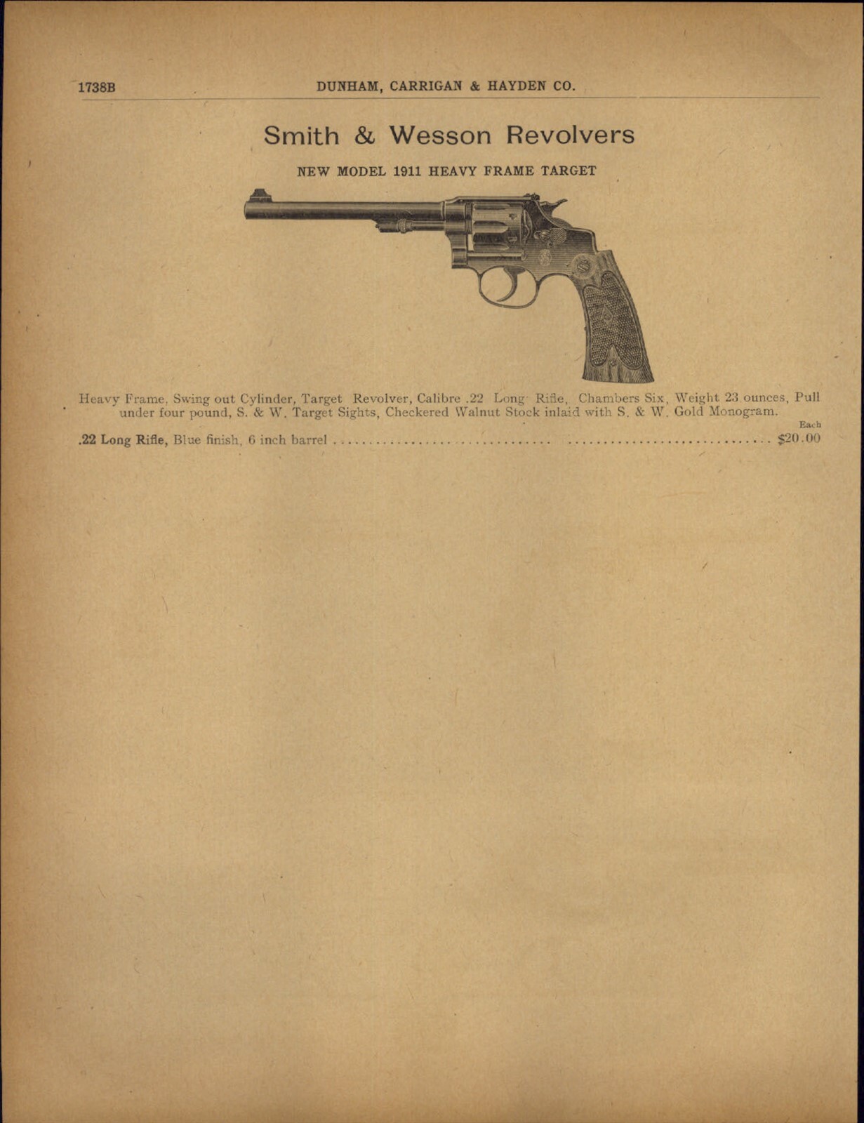 1909 PAPER AD 3 PG Smith Wesson Revolver Model 1911 Double