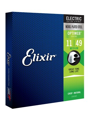 Elixir 19102 Optiweb Coated NPS Electric Guitar Strings; gauges 11-49