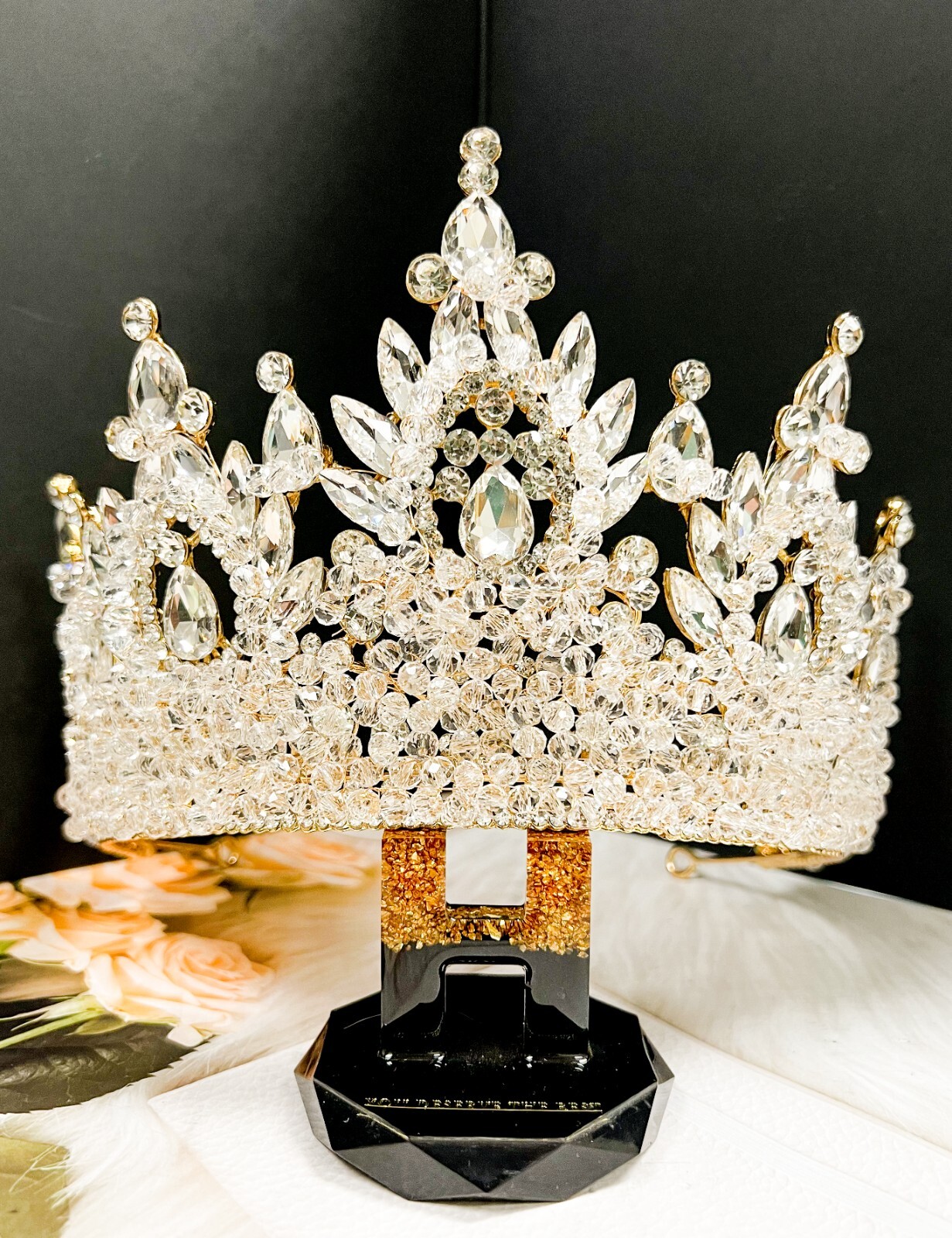 Luxury Gold Crown, Royal Princess Crown, Crystal Crown