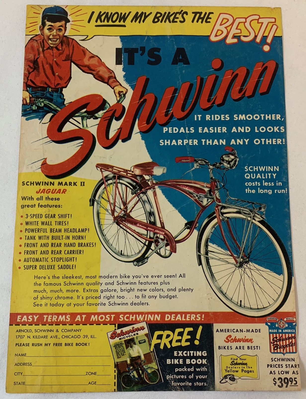 1958 Schwinn MARK II JAGUAR ad page ~ My Bike's The Best | eBay