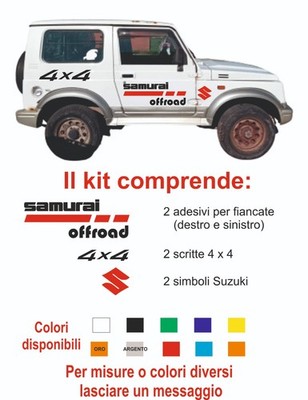 adesivi Suzuki samurai santana fuoristrada stickers 4 x 4 offroad