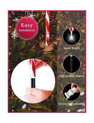 ZHAHA 22" Christmas Candy Cane Pathway Markers Lights, 10 Pcs Outdoor Christm...