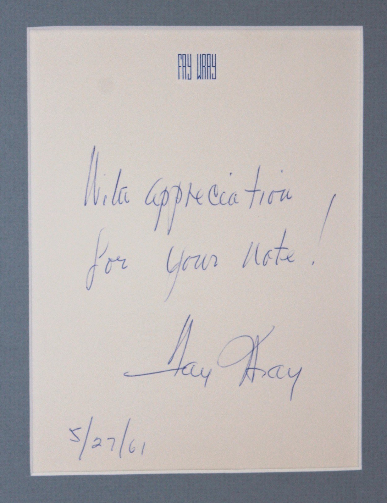 King Kong 1933 RKO Photo RP, Hand signed  Fay Wray Note/Personal Stationary COA