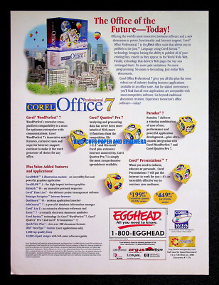 Corel Office 7 PC Computer Software 1996 Print Magazine Ad Poster