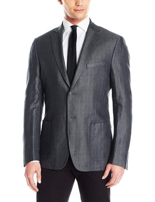 

Мужской легкий льняной летний пиджак классического кроя DKNY серого цвета на полуподкладке, спортивное пальто, Серый