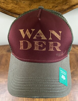 NWT Cargo Wander Prana La Viva Snap Back Trucker Hat Cap Green & Maroon