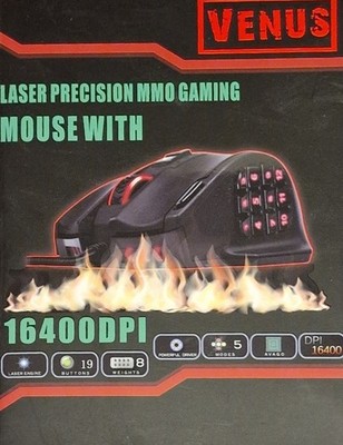 UtechSmart Venus Gaming Maus 16400DPI High Precision Laser MMO Gamingmaus USB