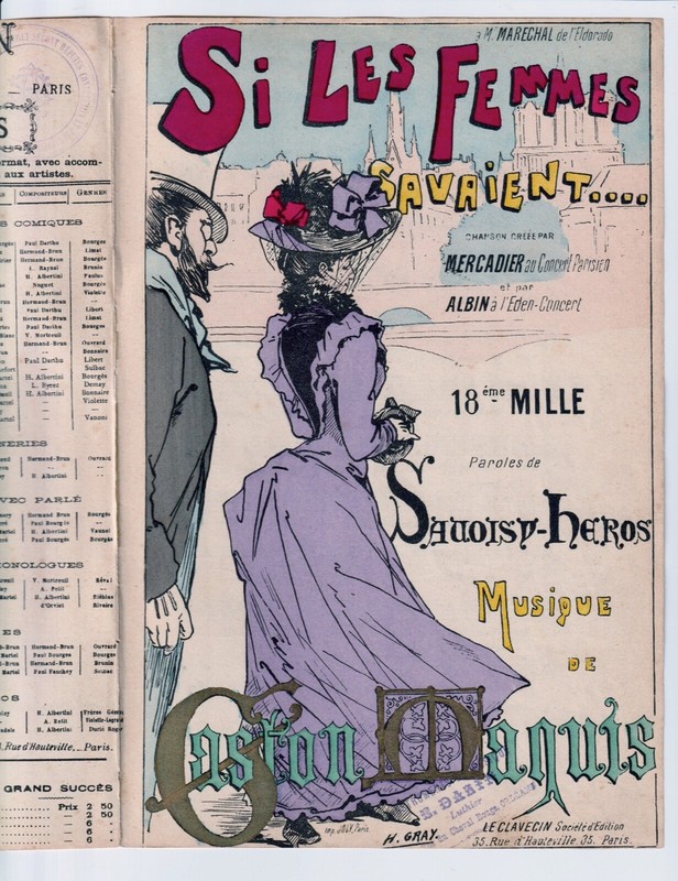 Mercadier Albin Partition Si Les Femmes Savaient Maquis Savoisy HÃRos 1891 Gray