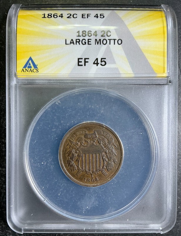 ANACS XF45 1864 Two Cent Piece 2c Estate Fresh Certified