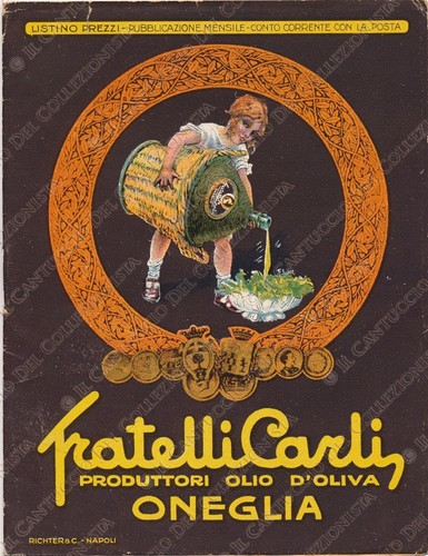 1929 Luglio-Agosto ONEGLIA Olio d’Oliva Fratelli CARLI Imperia listino prezzi - Picture 1 of 3