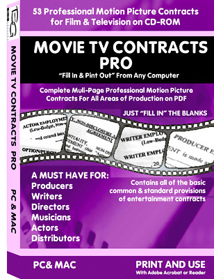 Motion Picture & TV CONTRACTS For Film Makers CD Rom Fill In & Print Out PDF
