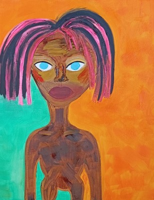 '' Black Beauty'' Oil Portrait Contemporary Art Signed