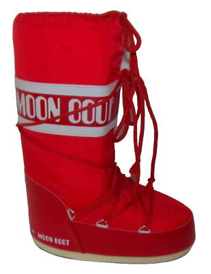 NEW THE ORIGINAL ICON MOON BOOT RED NYLON BOOTS MEN'S 3-6.5, WOMEN'S 4-7.5 M