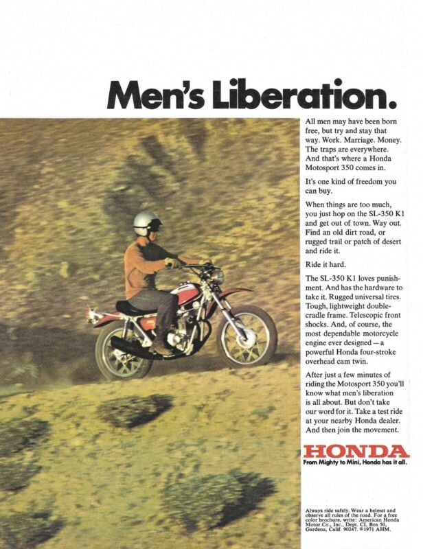 1971 Honda SL-350 K1 Motorcycle Ad Vintage Magazine Advertisement SL350 71