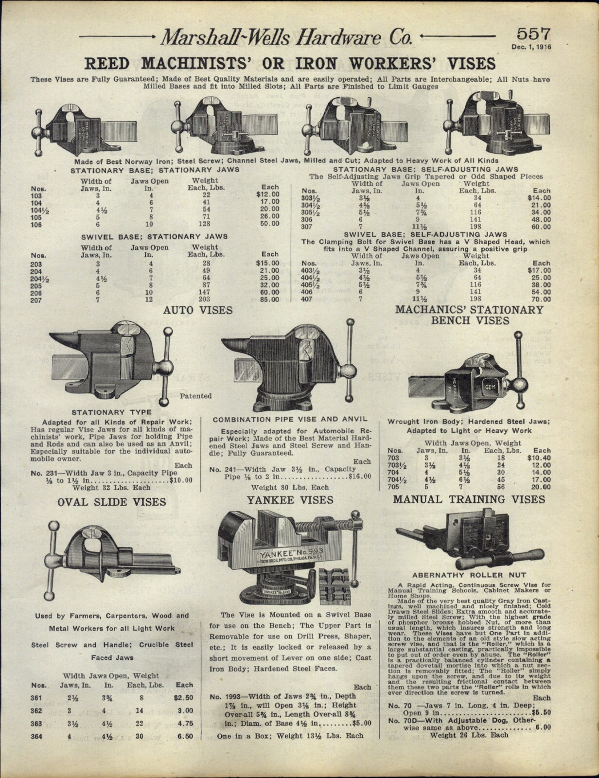 1912-18 PAPER AD 4 PG Reed Machinist Iron Worker Vise Yankee 1912-18 PAPER AD 4 PG Reed Machinist Iron Worker Vise Yankee