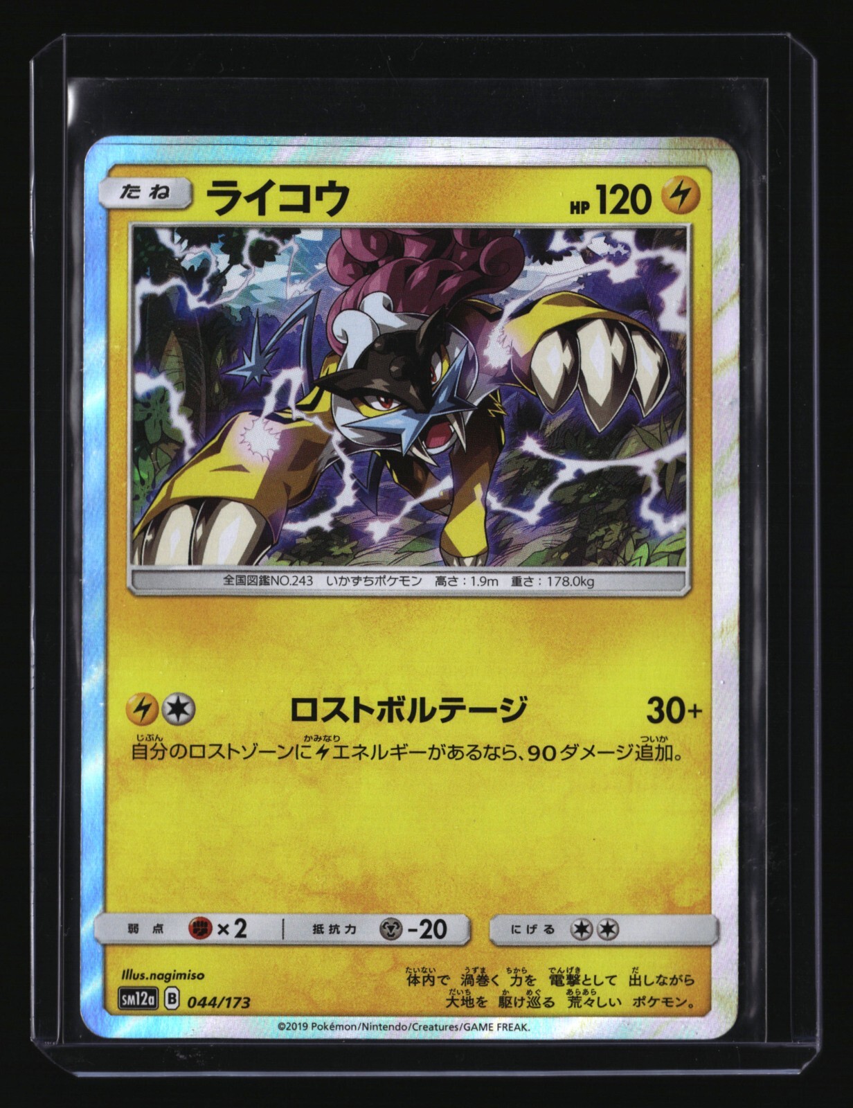 Pokemon Japanese RAIKOU 044/173 Holo (sm12a Tag Team GX All