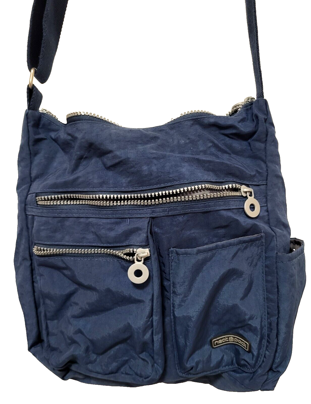 Navy Blue Neat Pack Crossbody Bag Zippered Pockets 11x11x4.5