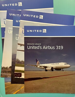 6 HUGE UNITED AIRLINES AIRPLANE PAMPHLETS