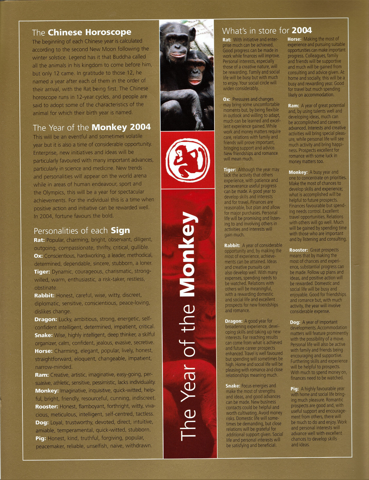 “2004 Year of the MONKEY” Pack w/ 2004 Canada, China & Hong Kong Postage Stamps