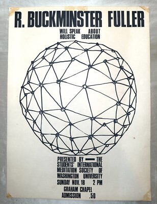 Vintage Buckminster Fuller Geodesic Dome Holistic Poster Washington University