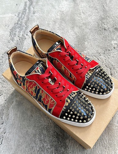 Christian Louboutin Louis Gold Spikes Red/Black Mens Sneaker