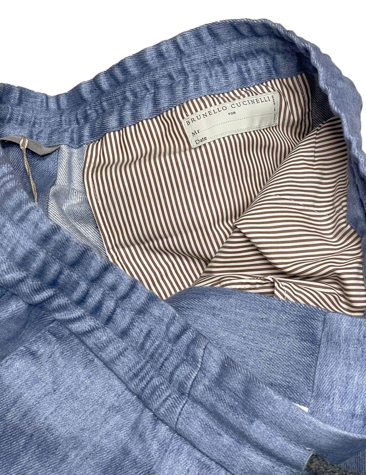 Pre-owned Brunello Cucinelli Men's Pants Size 36 / 52 Blue Linen Drawstring - $1,675 Msrp