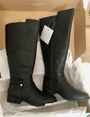 Life Stride Xtrovert Wide Calf Riding Boots Black Size 8W Soft System WC