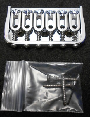 Hipshot 6 String Fixed Guitar Bridge Chrome .125 floor height - BLEMISHED