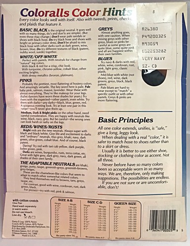 Vintage Non-Support Coloralls Pantyhose & Panty  Style 325 Very Navy Size C D