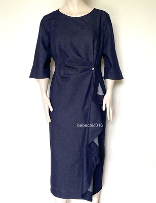 MARINA RINALDI,  Stretch Cotton Denim Dress , Size MR 27, 18W US, 48 DE, 56 IT