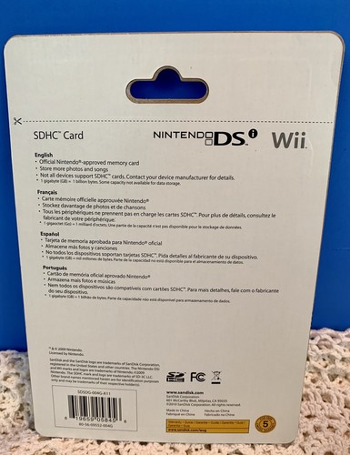 Nintendo Wii Memory Card DSi 4GB Gaming Saves SDHC SanDisk Memory Stick NIB