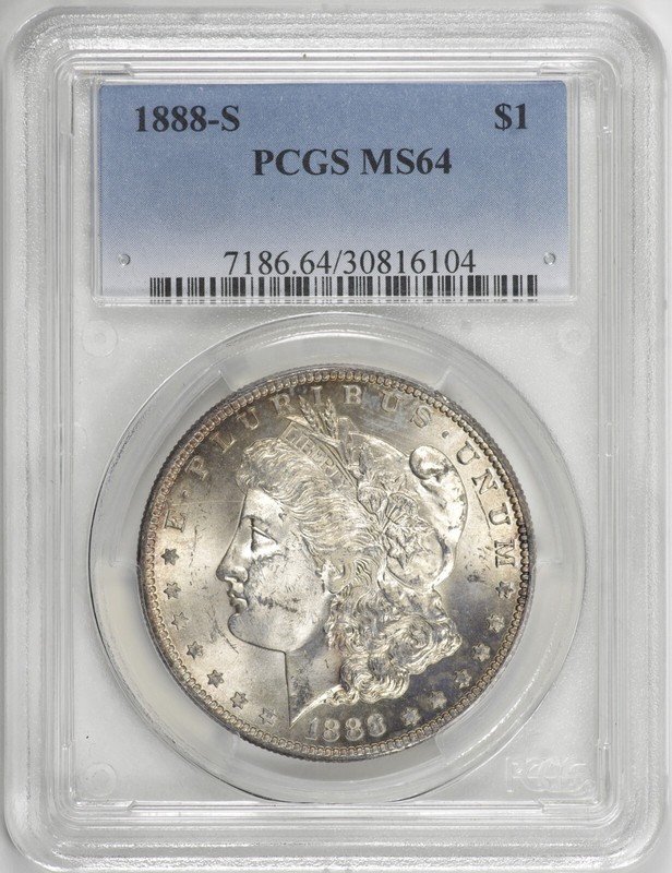 1888-S Morgan Silver Dollar $1 PCGS MS64 Tough Date