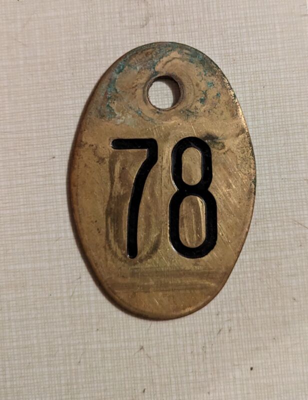 Vintage SOLID BRASS Cow DAIRY TAG Cattle Number DOUBLE SIDED 78