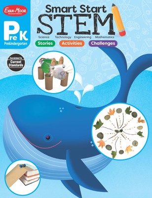 Evan-Moor Smart Start STEM Workbook, Grade PreK, Science, Technology, Engine...
