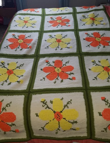 Knitted Embroidered Afghan