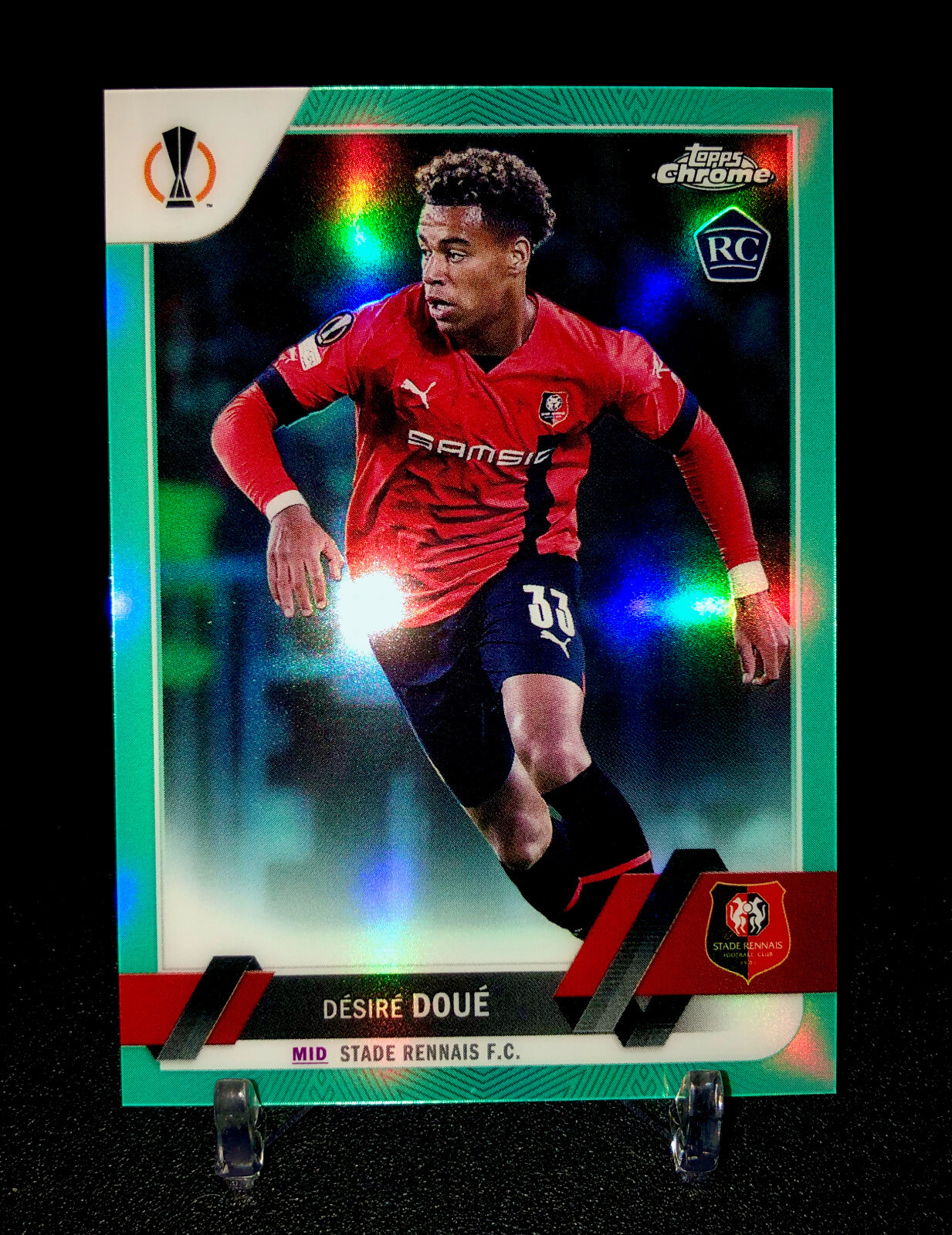 2022-23 Topps Chrome UEFA Desire Doue Aqua Refractor #/199