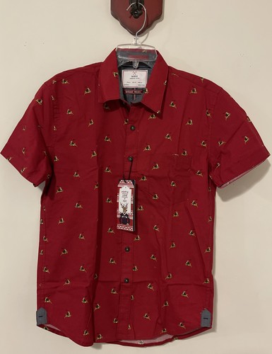 MBX Premium Goods Mens Small Red Button Up Reindeer