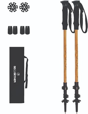 Trekking Hiking Pole Aluminum/Fiberglass/Bamboo Quick adjustable Lock 1 pair