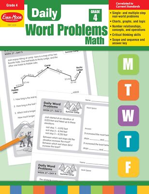 Evan-Moor Daily Word Problems, Grade 4, Homeschooling & Classroom Resource W...