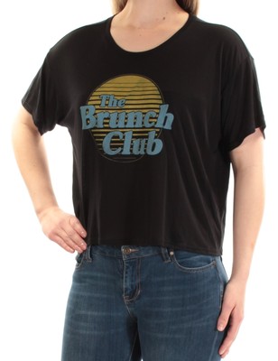 

KID-DANGEROUS Женский черный топ The Brunch Club с коротким рукавом и круглым вырезом Размер