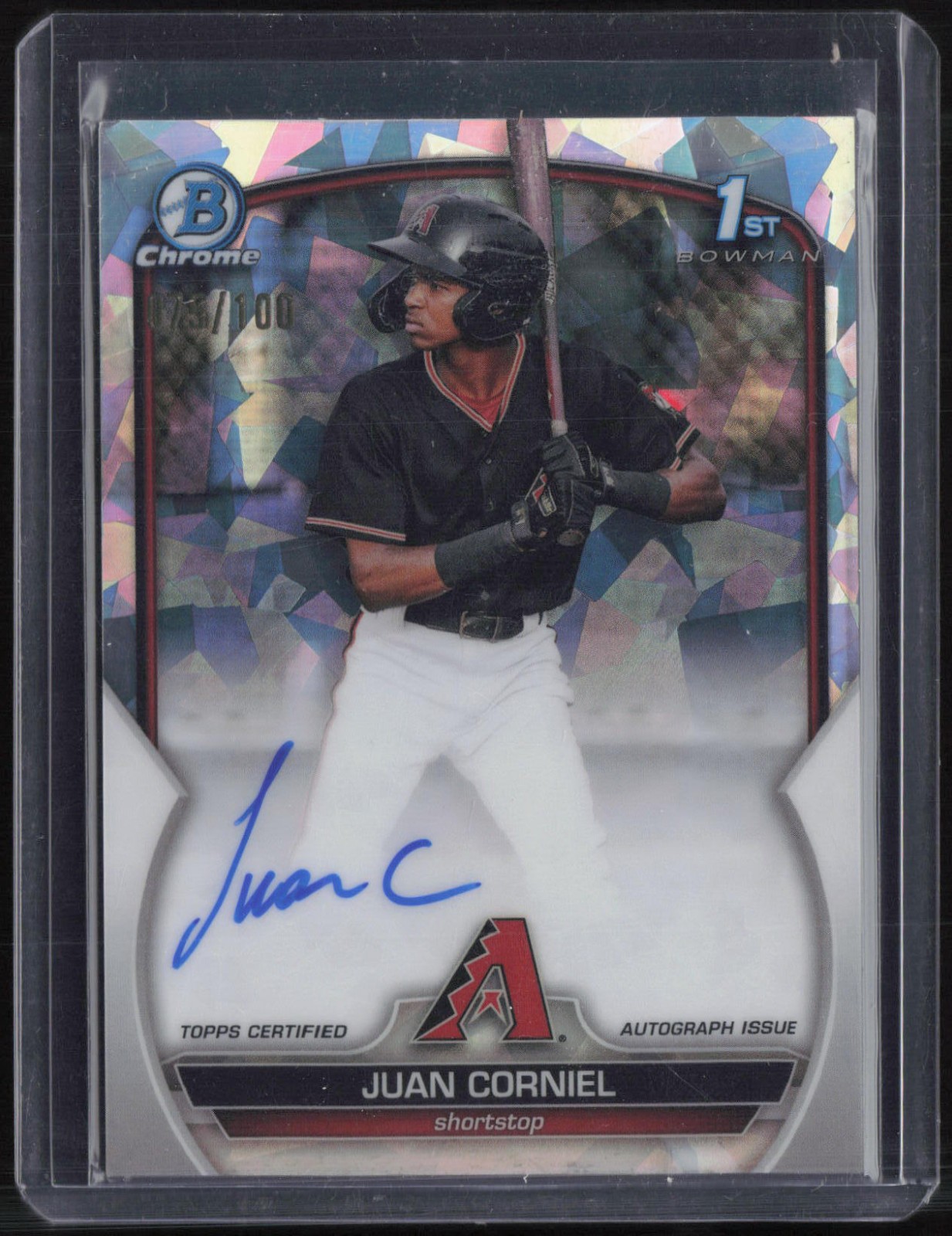 2023 Bowman Chrome Atomic Refractor Juan Corniel 75/100 Auto RC Rookie
