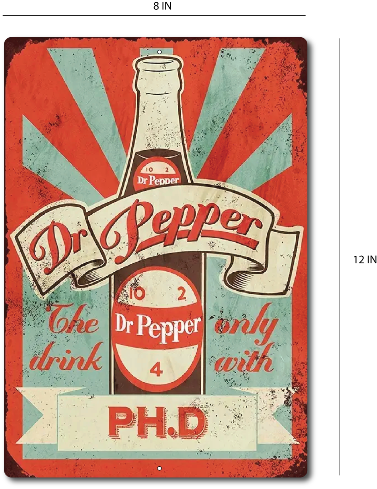 Dr Pepper Sign Metal tin Vintage look. metal Soda SIGN Tin PEPPER Bar . decor